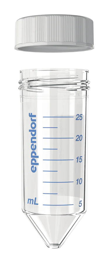 艾本德Eppendorf Conical Tubes 25 mL 帶螺旋蓋, 25 mL, 無菌、無熱原, 無RNase和DNase, 無DNA, 無色, 200 個 (8 包 × 25 個)